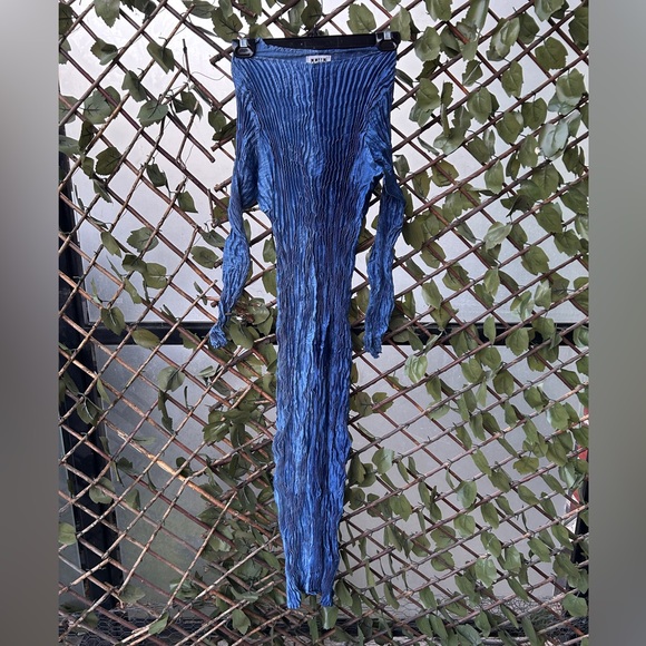 Azur Silk Plissé dress, Indigo two tone, M - Picture 4 of 8